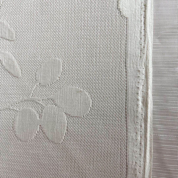 Оптовый дизайн 100 полиэстер лист узор жаккардовая трикотажная сетчатая рубашка прозрачная ткань для занавесок спальня