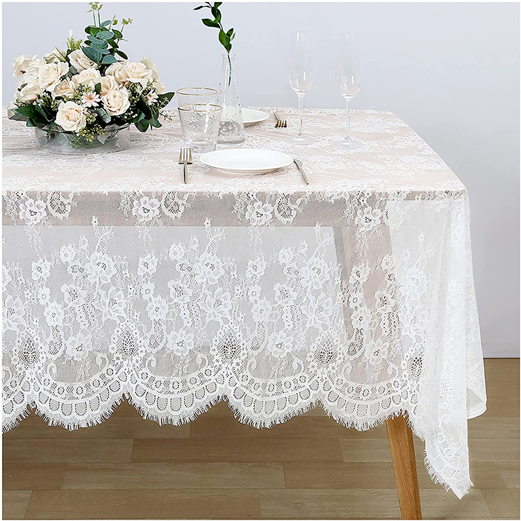Легкая белая полиэфирная однотонная прямоугольная ткань для ужина, свадьбы, кружева, жаккардовая скатерть, ткань